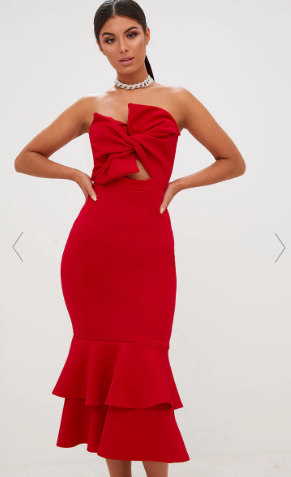 red frill dress